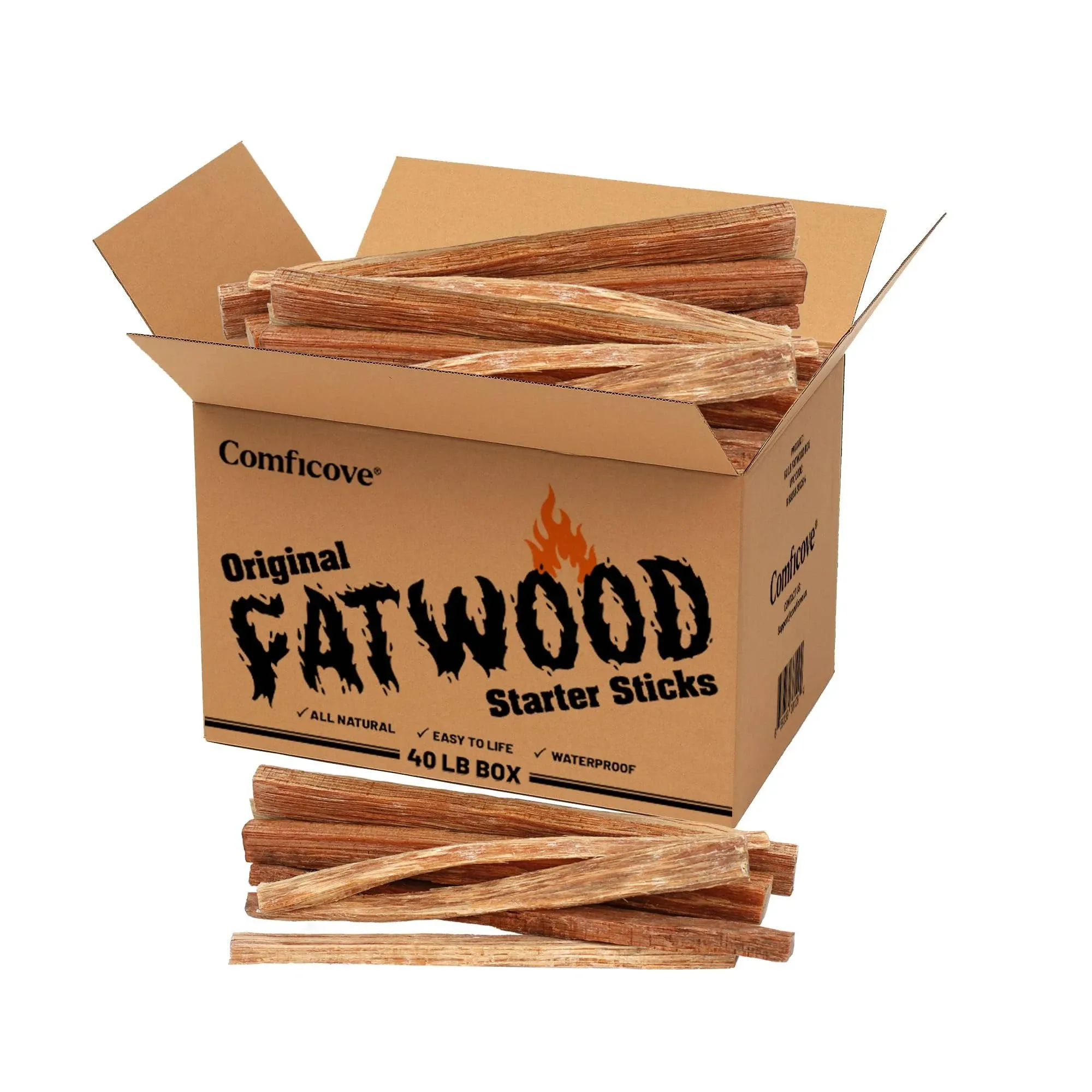 40 lbs. Fire Starter Fatwood Sticks Camping Essentials | Great Fire Logs and Fire Starters for Campfires, Wood Stoves, Bonfires, Fireplaces