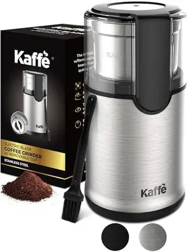 Kaffè Kaffe Electric Coffee Grinder with Removable Cup Stainless Steel