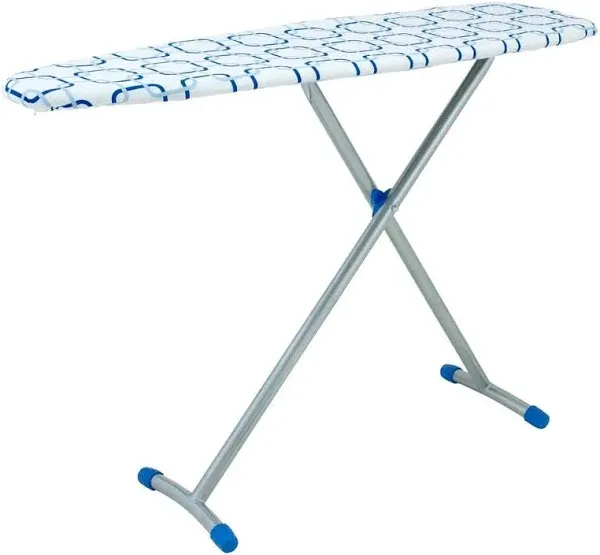 HOUSEHOLD ESSENTIALS Ironing Board Steel Top T-Leg Blue Patterned Cotton Cover