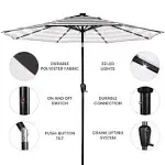 Sun-Ray Patio Market Umbrella 9&#039; Steel Push Button Auto-Open Black/White Stripe