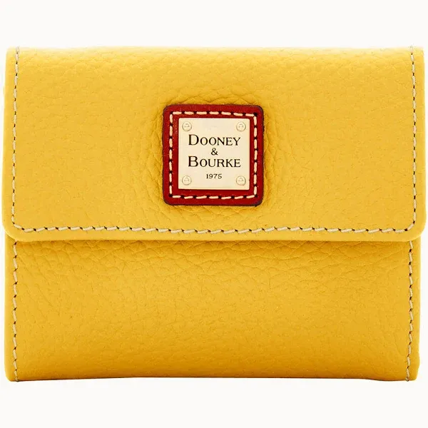 Dooney &amp; Bourke Pebble Grain Small Flap Credit Card Wallet Clutch Bordeaux Color