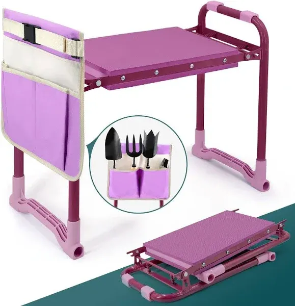 Foldable Garden Kneeler and Seat，Portable Stool - Heavy Purple 