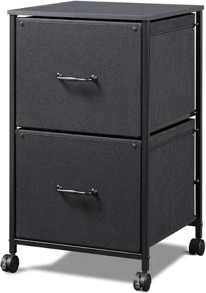 2 Drawer Mobile File Cabinet, Rolling Printer Stand with Open Storage Shelf, Fab