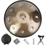 Handpan Drum in D Minor 440Hz 9 Notes 22 Inches Steel Hand Drum, Hand Pan Dru...