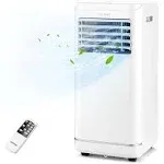 COSTWAY 8000 BTU Portable Air Conditioner, Personal AC Unit with Dehumidifier & Fan Mode, Sleep Mode, 24H Timer, LED Display, Child Lock, Remote Control, Cool Rooms up to 250 Sq.Ft (White-8000BTU)