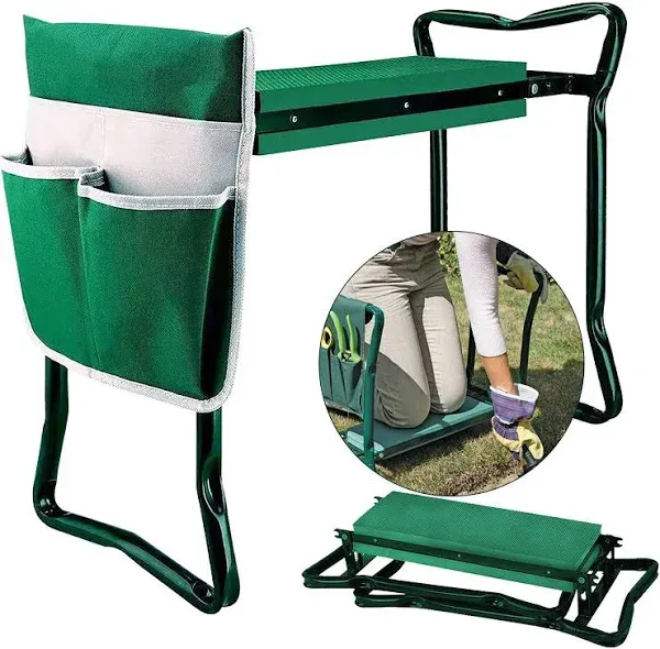 Foldable Garden Kneeler Seat with Upgraded Thicken Kneeling Pad and 1 Large Tool