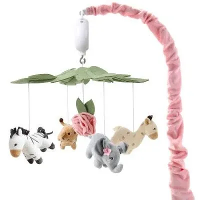  Crib Mobile for Girls, Musical Baby Mobiles, Safari Nursery Decor, Elephant, 