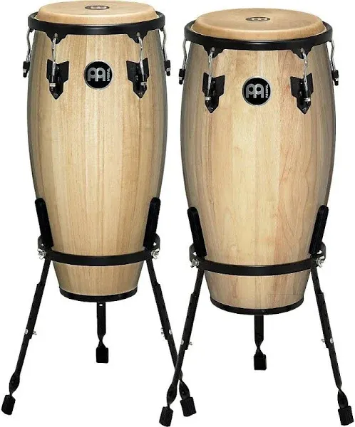 MEINL Headliner Series 11 and 12 Inch Wood conga set w/Basket Stands Natural LN