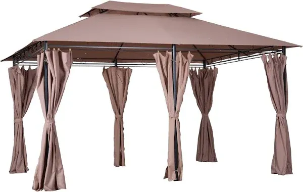 10&#039;x13&#039; Outdoor 2-Tier Vented Canopy Steel Gazebo BBQ Party Tent Shelter Shade