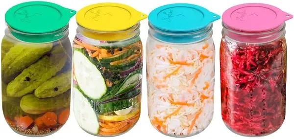 Sophico Fermentation Lids for Wide Mouth Jars - Waterless Airlock Fermentation Kit - Mason Jar Fermenter Caps, Perfect for Any Fermented Probiotic