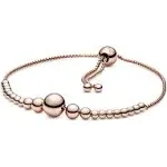 New Pandora Rose Gold Plated String of Beads Slider Bracelet 587749C00 MSRP$200