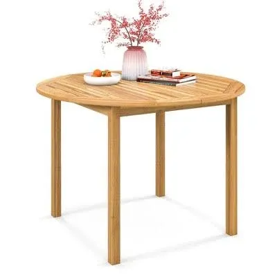 4-Persons Unique Sturdy Solid Acacia Wood Table Large Round Outdoor Dining Table