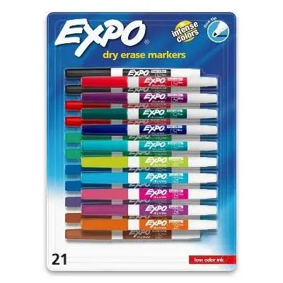 EXPO® Low Odor Dry Erase Markers, Fine Tip, Assorted Colors, 4 Count