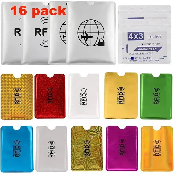 16 RFID Blocking Sleeves Envelopes(10 Credit Card Holders&amp;4 Passport Protectors)