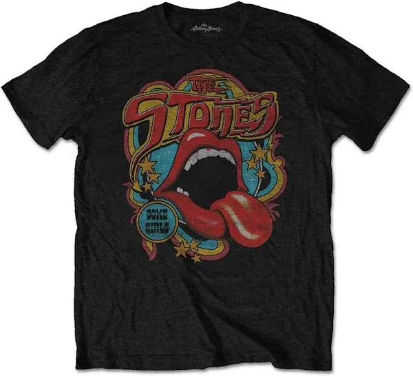 Official Rolling Stones Retro 70s Vibe T Shirt (Black)