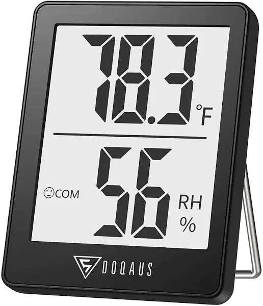 DOQAUS Digital Hygrometer, 2 Pack Indoor Thermometer, Humidity Meter with 5s Fast Refresh, Temperature Humidity Monitor Meter for Baby Room, Living Room, Basement, Greenhouse, Office, Humidors