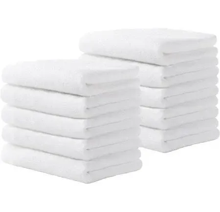 Yoofoss Luxury Bamboo Washcloths Towel Set 10 Pack Baby Wash Cloth for Bathroom-Hotel-Spa-Kitchen Multi-Purpose Fingertip Towels & Face Cloths White