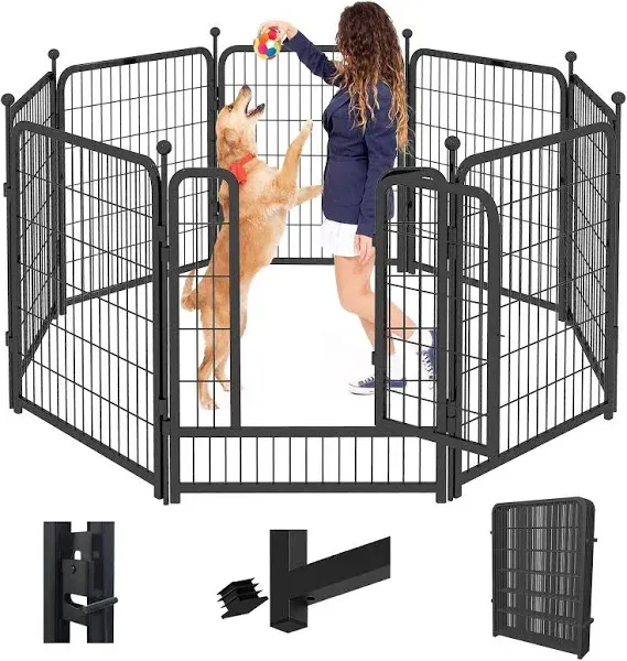 Dog Playpen Outdoor Dog Kennel Heavy Duty Metal Portable 8 Panels 40&#034;H x 27&#034;W