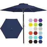 JEAREY 7.5ft Patio Umbrella with Push Button Tilt, Durable Iron Structure, Navy Color