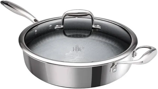 4 Quart Tri-Clad Hybrid Sauté Pan with Lid, Nonstick, Scratch-Resist<wbr/>ant, Ergo...