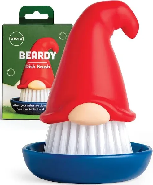 New!! Beardy Dish Brush by Ototo - Dish Scrub Brush, Gnome Gifts, Gnomes, Quirky Gifts, Dish Brush, Cute Kitchen Accessories, Funny Kitchen Gadgets, Vegetable Brush, Cute and Useful Gifts for Women