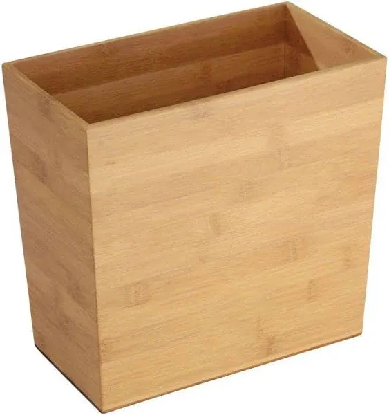 Dracelo Bamboo Waste Basket 10.5&#034; x 10&#034; x 5.75&#034; Lidless Trapezoid Natural Wood