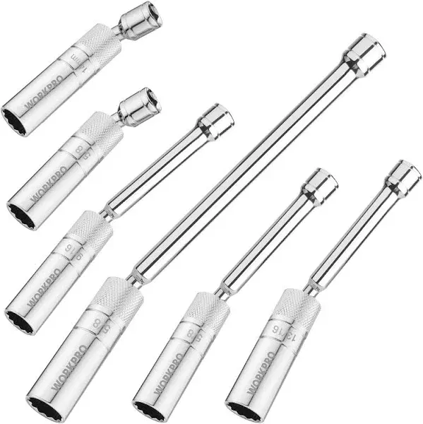 Magnetic Swivel Spark Plug Socket 6PCS Set 9/16&#034;-13/16&#034; 14MM 12PT Socket