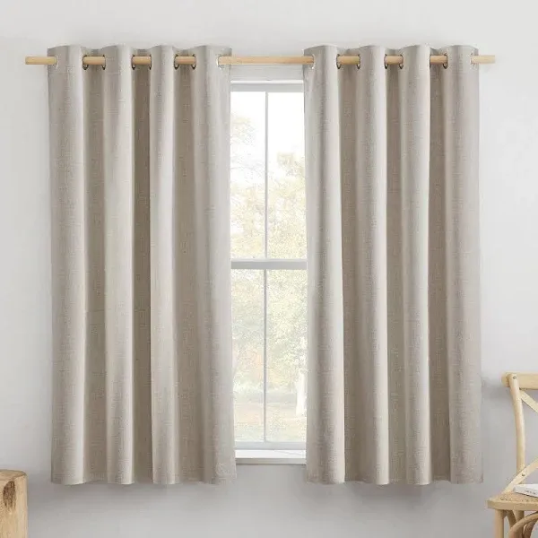 Nicetown 100% Blackout Linen Curtains for Living Room Full Room Darkening Thermal Insulated Noise Grommet Drapes