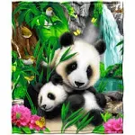 Dawhud Direct Precious Pandas Fleece Blanket for Bed Queen Size Blanket