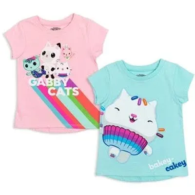 DREAMWORKS GABBY'S DOLLHOUSE Girls 2 Pack T-Shirts Toddler to Big Kid