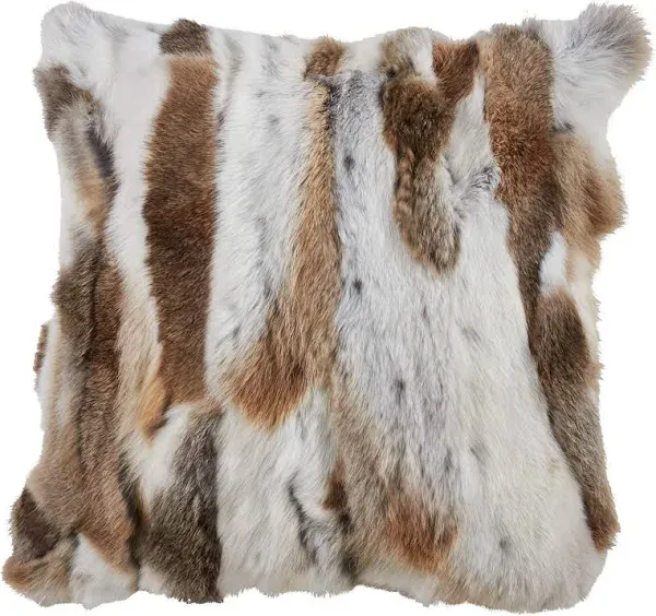 Saro Lifestyle Lucky Collection Rabbit Fur Throw Pillow