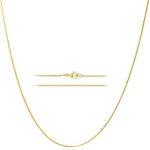 KISPER 24K Gold 1.2mm Stainless Steel Box Chain Necklace with Lobster Clasp