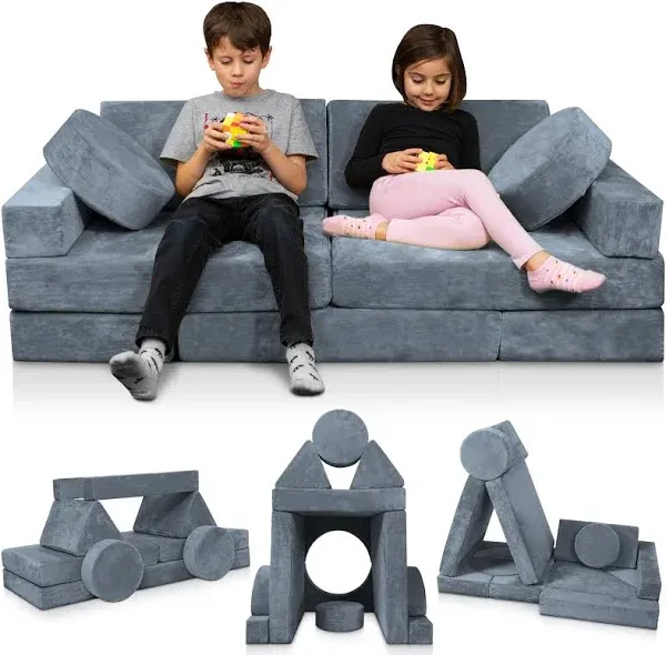 Lunix LX15 14pcs Modular Kids Play Couch, Child Sectional Sofa.