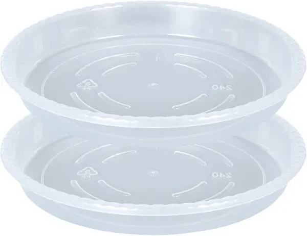 Plant Saucer 2 Pack of 12 inch, Clear Plastic Flower Plant Pot Saucer, Heavy ...