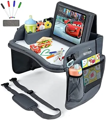 WITRIP Kids Car Seat Travel Tray - Activity Tray Table For Toddler - Travel Desk