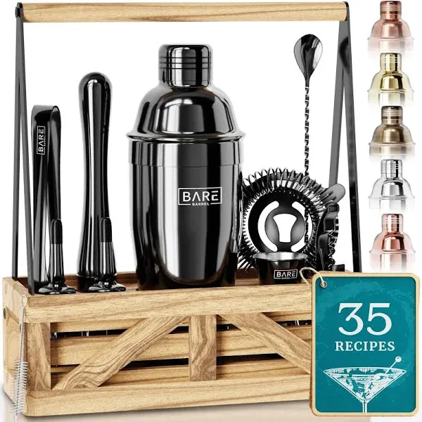 BARE BARREL Mixology Bartender Kit Bar Set Martini Cocktail Shaker Set