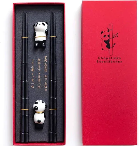 HauSun 2 Pairs Chopsticks and Chopstick Rest Gift Set