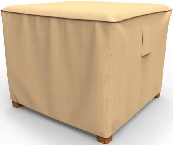 Budge Sedona Square Patio Table Cover/Ottoman Cover, Tan, Medium