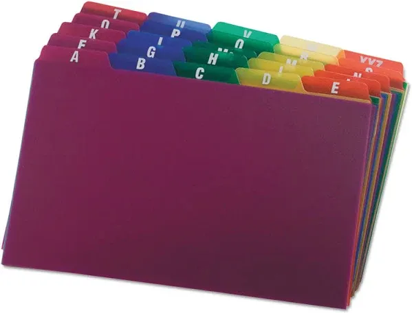 Oxford Poly Index Card Guides, Alphabetical, A-Z, Assorted Colors, 4" x 6" Size, 25 Guides per Set (73154)