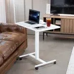 VIVO White 28" Pneumatic Mobile Workstation Cart