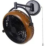 Alaska vivi- 8 in. Wall Mount Swivel Fan with Folding Arm (Walnut)