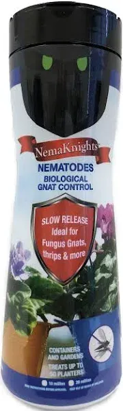 NemaKnights Nematodes Slow-Release Biological Gnat Control, Shakeble Nematode Pearls, 10 oz (Treats up to Approx 1,000 sq ft or 50 Containers) - for Fungus Gnat & Thrips in Containers and Gardens