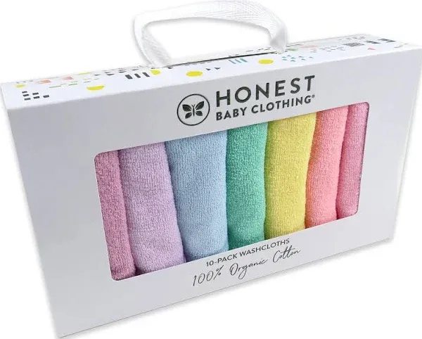 HonestBaby 10-Pack Organic Cotton Baby-Terry Wash Cloths