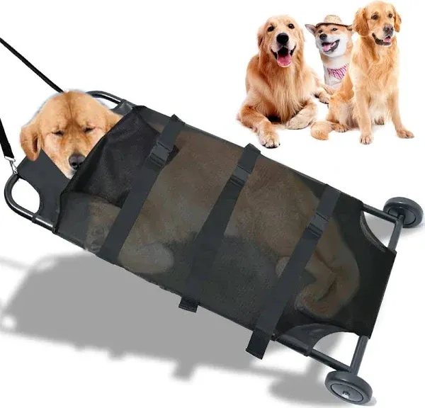 Max Loading 250Lbs Large Dog Stretcher with Noiseless Wheels, 45X22 Inch Pet Tra