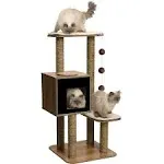 Cat Tree, High Base, Black , 52046 22.1&#034;L x 22.1&#034;W x 47.8&#034;H Breeds, Small Breeds