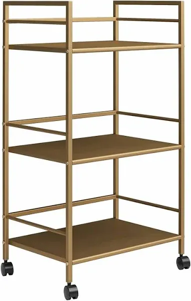  Helix 3 Shelf Metal Rolling Utility Cart, Gold 