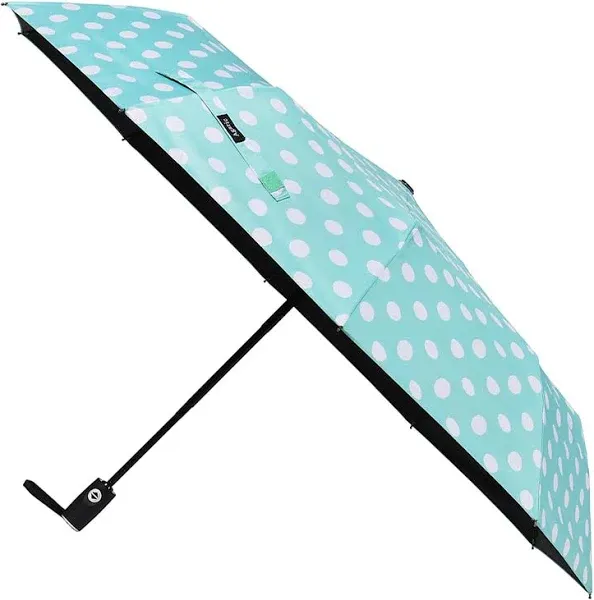 Agaric Cute Polka Dots Compact Travel Umbrella - 10 Ribs Windproof Umbrella, 46” Auto Open/Close Portable Umbrella with Reinforced Canopy and Ergonomic Handle (Upgrade)