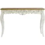 LuxenHome Victorian Off White and Natural Wood Console and Entry Table