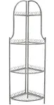 Safavieh Abarrane Wrought Iron 4 Tier Outdoor Corner Shelf in Antique Green