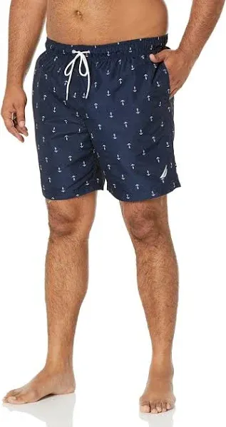 Nautica Men's Standard Quick Dry All Over Classic Anchor Print Swim Trunk